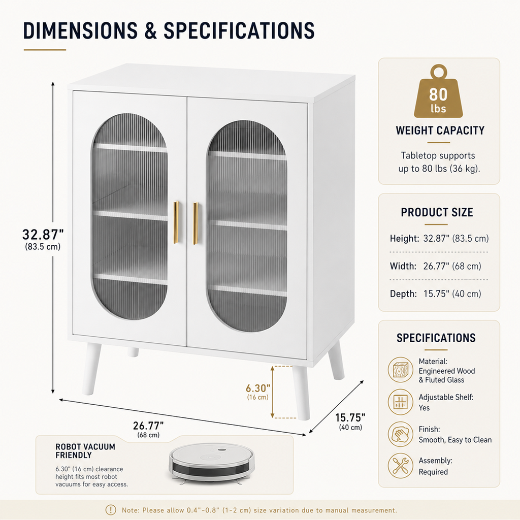 WROS 2-Door Shoe Cabinet, White Polycarbonate Shoe Storage Organizer with Four Internal Layers