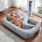 WROS Cooling Human Dog Bed for Summer, Breathable Washable Floor Lounger for People & Pets, 72"x41"x12", Glacier Grey, Pet Bed for Hot Weather Relaxing